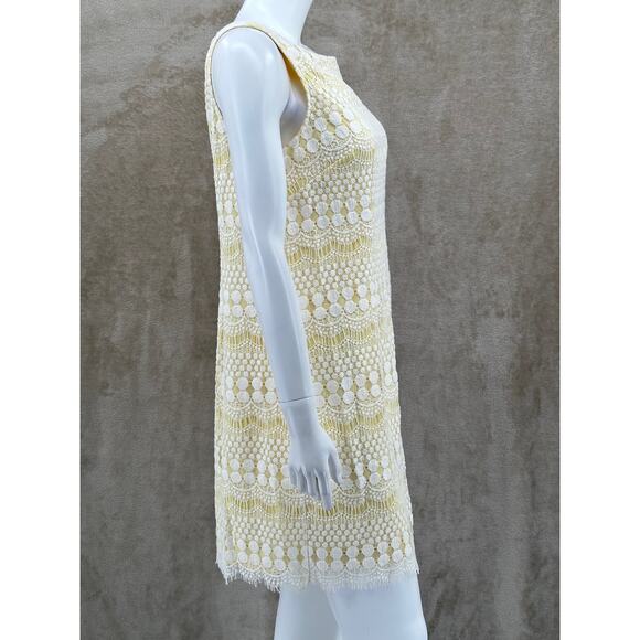Jessica‎ Howard Dress Womens 12 Petite Yellow Sleeveless Lace Shift Boho Summer - Picture 3 of 10